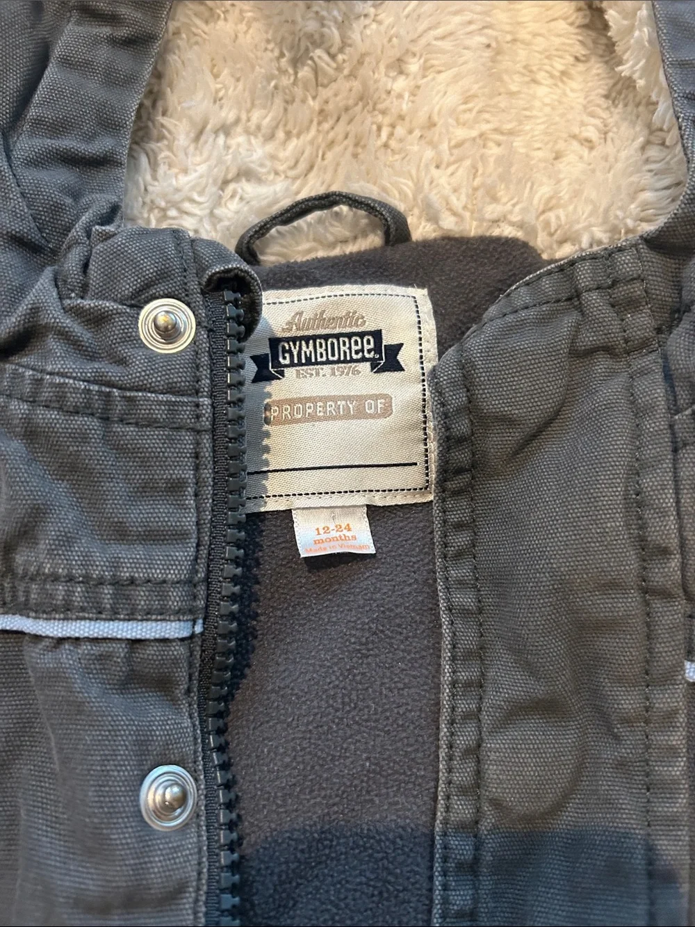 Boys 18-24 month Gymboree Hooded Winter Coat - Dark Gray with fuzzy hood lining